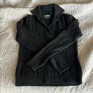 Ralph Lauren Black Cable Knit Cashmere Sweater